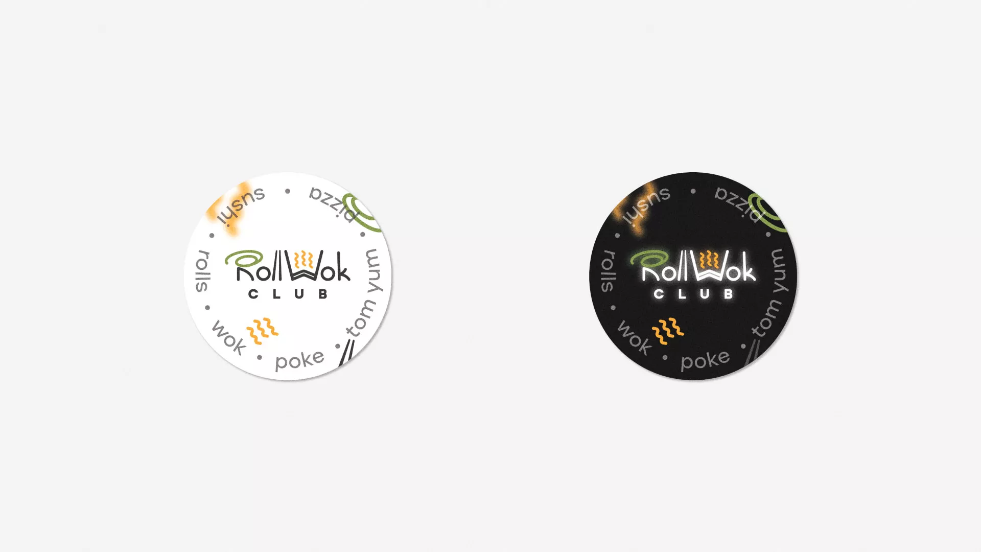 Разработка наклеек для суши-бара «Roll Wok Club» в Туапсе